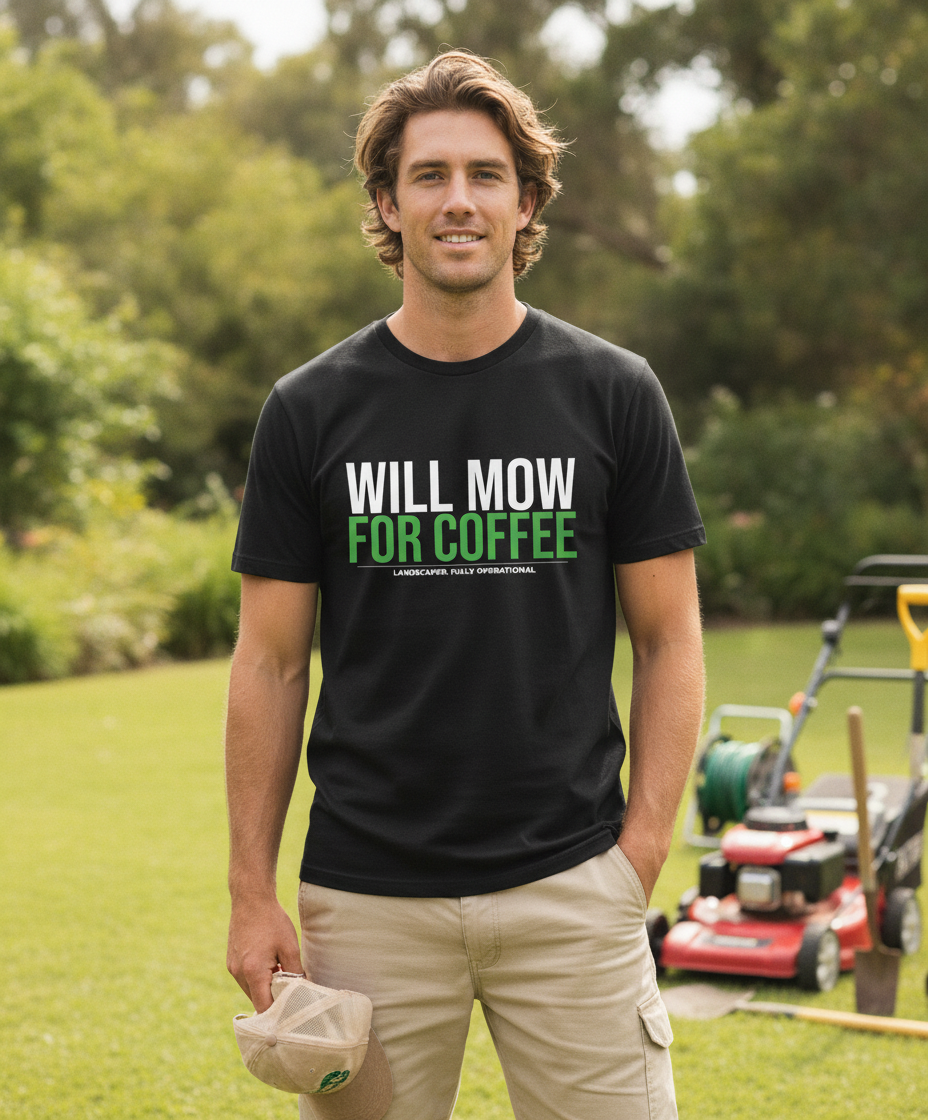 Will Mow for Coffee Tee