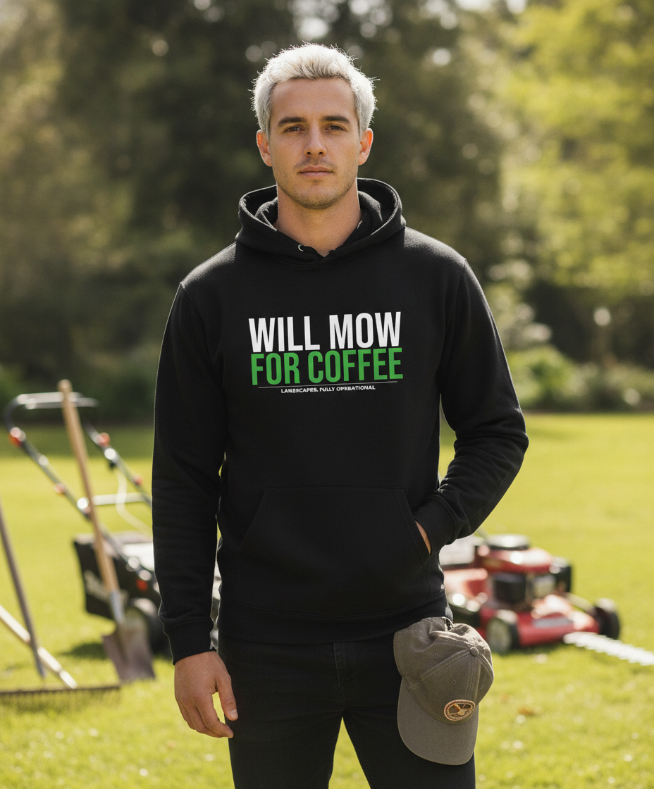 Will Mow for Coffee Hoodie